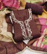women's multi unstitched cotton linen simmer dress material with printed dupatta