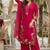 Red heavy roman silk party wear embroidery suit set