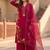 Red heavy roman silk party wear embroidery suit set