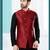 Maroon heavy banarasi jacquard jacket kurta pajama set with fancy buttons.