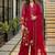Red heavy roman silk party wear embroidery suit set