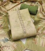 women's multi unstitched cotton linen simmer dress material with printed dupatta