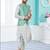 Green heavy banarasi jacquard jacket kurta pajama set with fancy buttons.