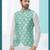 Green heavy banarasi jacquard jacket kurta pajama set with fancy buttons.