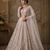 Off-White color Flower Embroidery Pattern Crystal Bead Sequence crafted Cotton thread work net Lehenga choli set