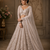 Off-White color Flower Embroidery Pattern Crystal Bead Sequence crafted Cotton thread work net Lehenga choli set