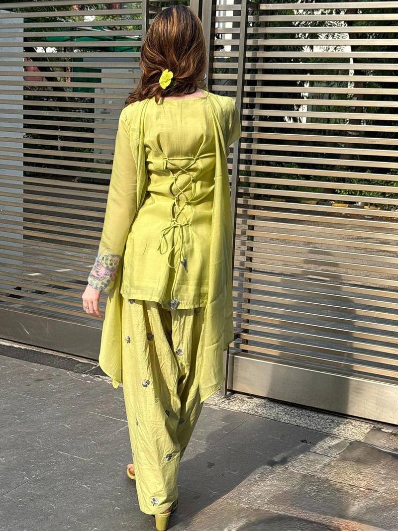 Pista mal chanderi cotton party wear embroidery farshi salwar suit set