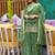 Green chinon silk party wear embroidery sharara suit set