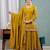 Yellow chinon silk party wear embroidery sharara suit set