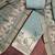 women's mist green unstitched cotton linen simmer dress material & printed dupatta