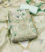 women's multi unstitched cotton linen simmer dress material with printed dupatta