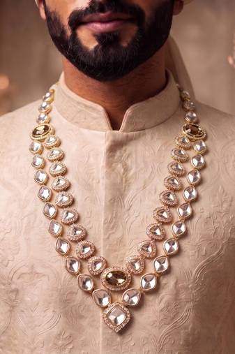Gold kundan necklace for men – grand wedding jewellery