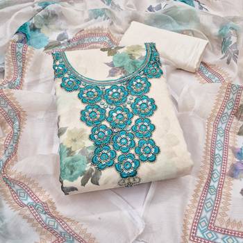 women's multi unstitched simmer silk dress material with printed dupatta 2
