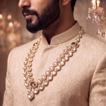 Gold kundan necklace for men – grand wedding jewellery 5