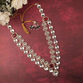 Maroon kundan groom necklace – classic sherwani accessory 2