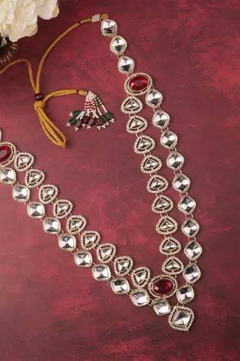 Maroon kundan groom necklace – classic sherwani accessory