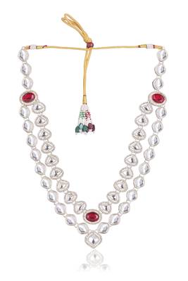 Maroon kundan groom necklace – classic sherwani accessory 3