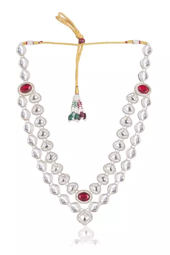 Maroon kundan groom necklace – classic sherwani accessory