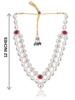 Maroon kundan groom necklace – classic sherwani accessory 4