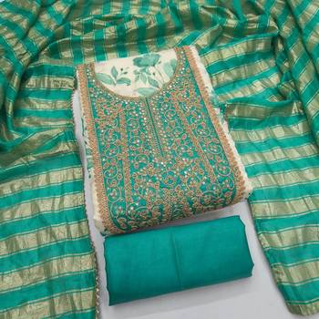 women's multi unstitched simmer dress material with jacquard dupatta 1