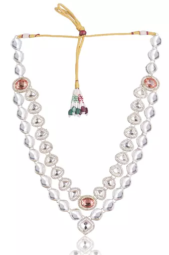 Peach kundan sherwani necklace – royal indian wedding accessory