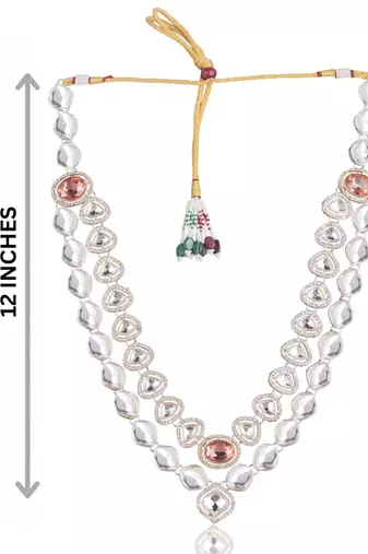Peach kundan sherwani necklace – royal indian wedding accessory