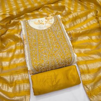 women's multi unstitched simmer dress material with jacquard dupatta 1