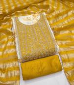 women's multi unstitched simmer dress material with jacquard dupatta
