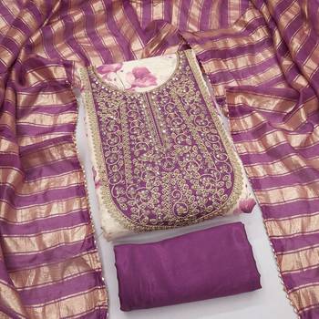 women's multi unstitched simmer dress material with jacquard dupatta 2