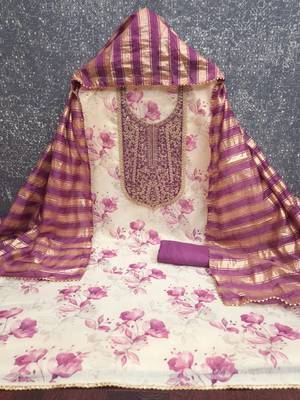 women's multi unstitched simmer dress material with jacquard dupatta 3