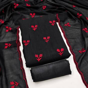 women's black unstitched vichitra silk dress material with embroidered dupatta 2