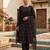 women's black unstitched vichitra silk dress material with embroidered dupatta
