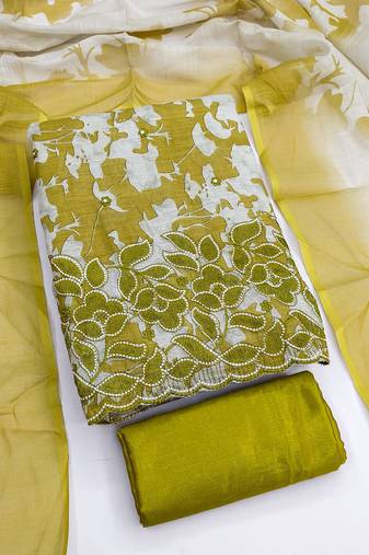 women's multi unstitched lilan cotton dress material with printe dupatta