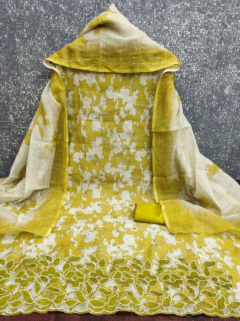 women's multi unstitched lilan cotton dress material with printe dupatta