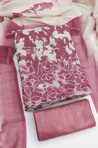 women's multi unstitched lilan cotton dress material with printe dupatta