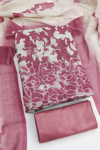 women's multi unstitched lilan cotton dress material with printe dupatta