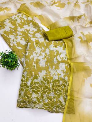 women's multi unstitched lilan cotton dress material with printe dupatta 3
