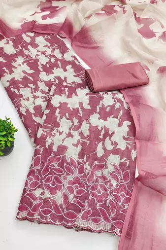 women's multi unstitched lilan cotton dress material with printe dupatta