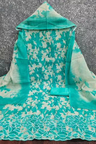 women's multi unstitched lilan cotton dress material with printe dupatta
