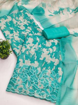 women's multi unstitched lilan cotton dress material with printe dupatta 3