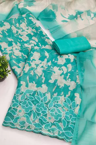 women's multi unstitched lilan cotton dress material with printe dupatta