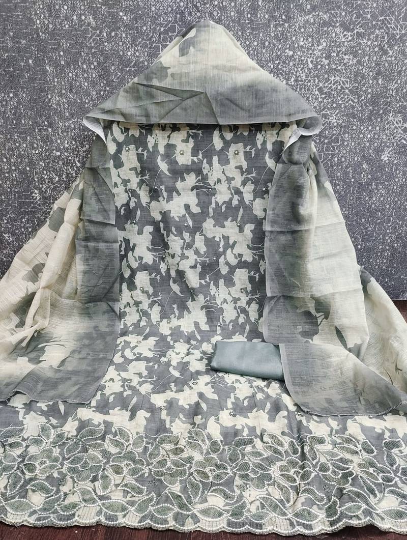 women's multi unstitched lilan cotton dress material with printe dupatta
