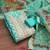 women's sea green unstitched modal jacquard dress material with emblished dupatta
