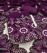 women's purple unstitched vichitra silk dress material with embroidered dupatta