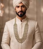 Green kundan sherwani necklace – elegant groom wedding jewellery