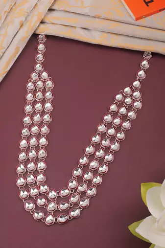 Maroon  kundan necklace for men – designer wedding accessory