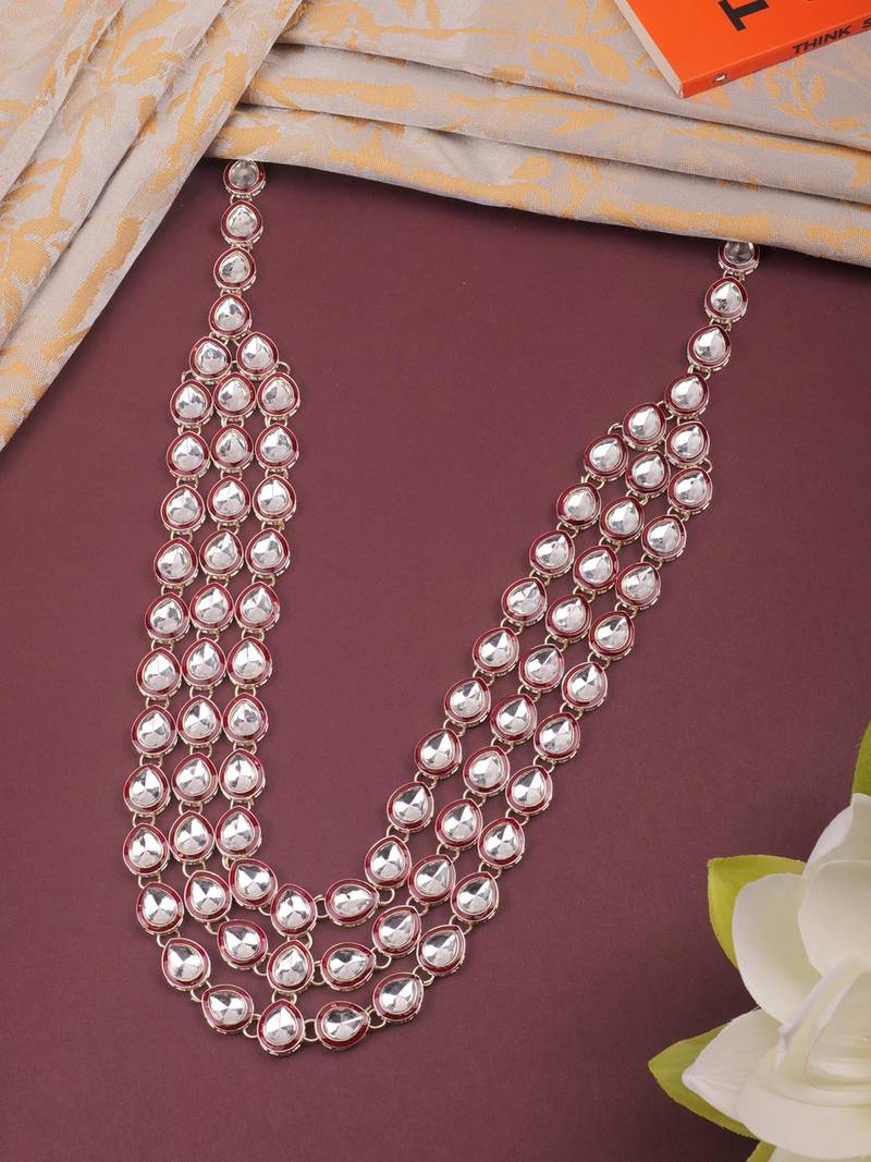 Maroon  kundan necklace for men – designer wedding accessory