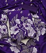women's purple unstitched vichitra silk dress material with embroidered dupatta