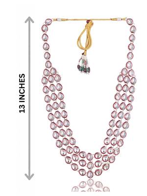 Maroon  kundan necklace for men – designer wedding accessory 3