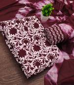 women's multi unstitched cotton dress material with saboori printed dupatta